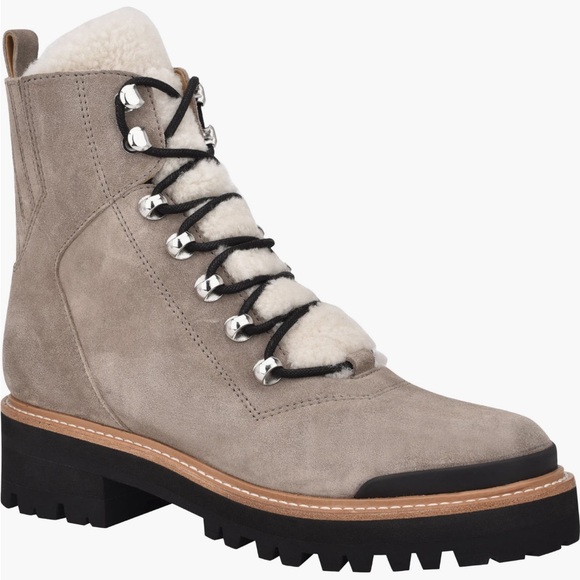 Marc Fisher LTD Izzie Genuine Shearling Lace-Up Boot - Picture 1 of 7